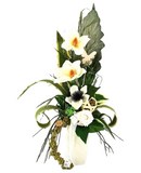 CASA - POADOR STRAUß Weiß Creme Magnolie stufig Sanseverie Kunstblumen 70 cm
