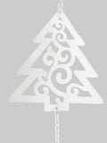 TEELICHTHALTER WEIß Tannenbaum Ornamentik Metall Milchglas 82 L Fensterhänger