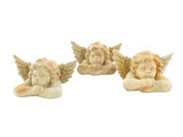 ENGELFIGUREN 3 KÖPFE Terrakotta 13 x 8 x 6 cm Weihnachten Dekoration Naturmaterial