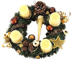 CASA - POADOR ADVENTSKRANZ Creme Braun künstliche Tanne 45 cm Rustic Kerzen Kugeln