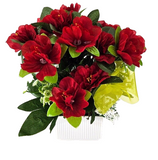 TOPFBLUME AZALEE künstlich Rot Weiß Kunstblume mini Schleierkraut Geschenk