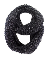 SCHAL RUNDSCHAL Schwarz Loop Wickelschal silberfarbige Fäden gestrickt dick Top