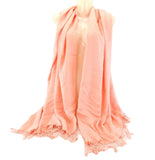 SCHAL TUCH Stola mit Fransen Lachs 100 % Viscose XXL Schal 190 cm Lang 65 Breit