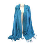 SCHAL TUCH STOLA Fransen Türkis 100 % Viscose XXL Schal 190 Lang 65 Breit