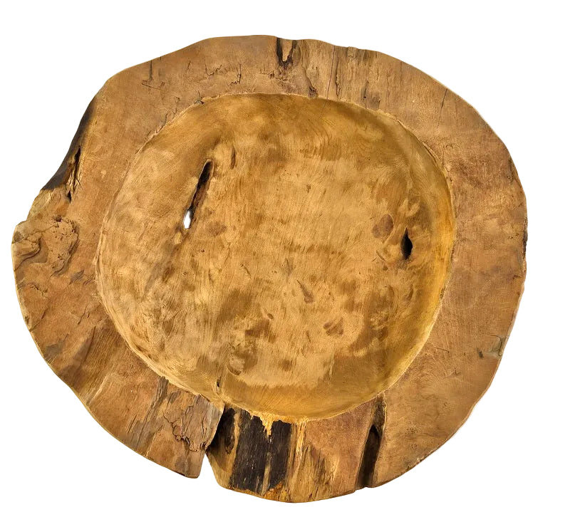 Teak Holz Schale Massivholz XXL 60 cm Dekoschale rund Massiv rustikal – Casa-Poador
