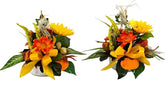 CASA - POOADOR SONNENBLUME 2 x künstliche Gestecke Gelb Orange Kunstblumen Gerbera 25 cm Herbst