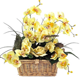 CASA - POADOR ORCHIDEEN Gesteck Kunstblumen Phalaenopsis Gelb 50 H Korb Dekoration