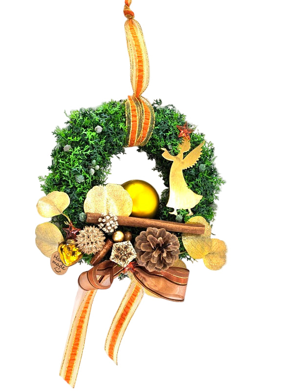 CASA - POADOR TÜRKRANZ Thuja 21 cm künstlich Ginkoblätter Engel Zapfen.