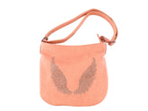 SCHULTERTASCHE FLÜGEL MOTIV Rose Damentasche silberfarbene Steine
