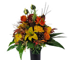 CASA - POADOR GRABSTRAUß Herbststrauß Sonnenblumen Gerbera Exoten Drachen Banksie Friedhof Gedenken