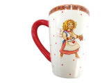 WEIHNACHTSTASSE BECHER groß mit Henkel Creme Mädchen Sternchen 13,5 cm Hoch