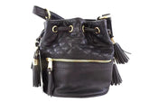 DAMENTASCHE RUCKSACK Optik Schwarz New Bags Tasche Handtasche Kordelzug