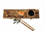 SUSHI STADTION OLIVE für 1 Person Olivenholz mit Esstäbchen Servierset