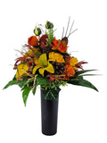 CASA - POADOR GRABSTRAUß Herbstrauß Sonnenblumen Gerbera Exoten Drachen Banksie Friedhof Gedenken