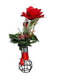 KÜNSTLICHER STRAUß rote Rose Herz Metallvase Röhrchen Dekoration Geschenk