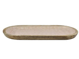 TABLETT MANGO BOWL WOOD mit Muscheln Emaille Glasur Serviertablett Deko