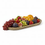 TABLETT MANGO BOWL WOOD mit Muscheln Emaille Glasur Serviertablett Deko