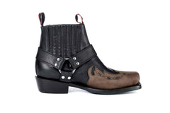 Biker Short Strip Black Waxi Boot Größe 44 Schwarz Echtleder Rudel Bikerstiefel