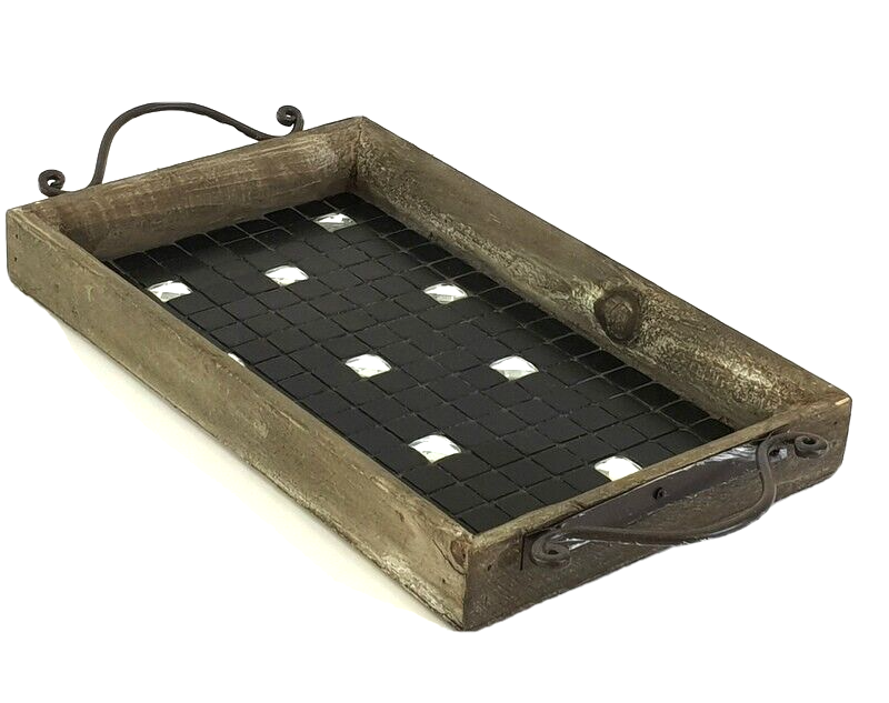 Serviertablett Holztablett 30 x 19 cm Tablett Serviertablett Deko Holz Tablett