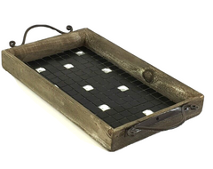 Serviertablett Holztablett 30 x 19 cm Tablett Serviertablett Deko Holz Tablett