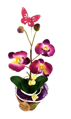 Orchidee Gesteck Kunstblume Pflanze Rosa Pink Blume Deko 30 cm H