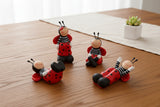 Marienkäfer Set 4 Stück 2 Jungen 2 Mädchen sitzend Keramik Ton Rot Schwarz 5 cm