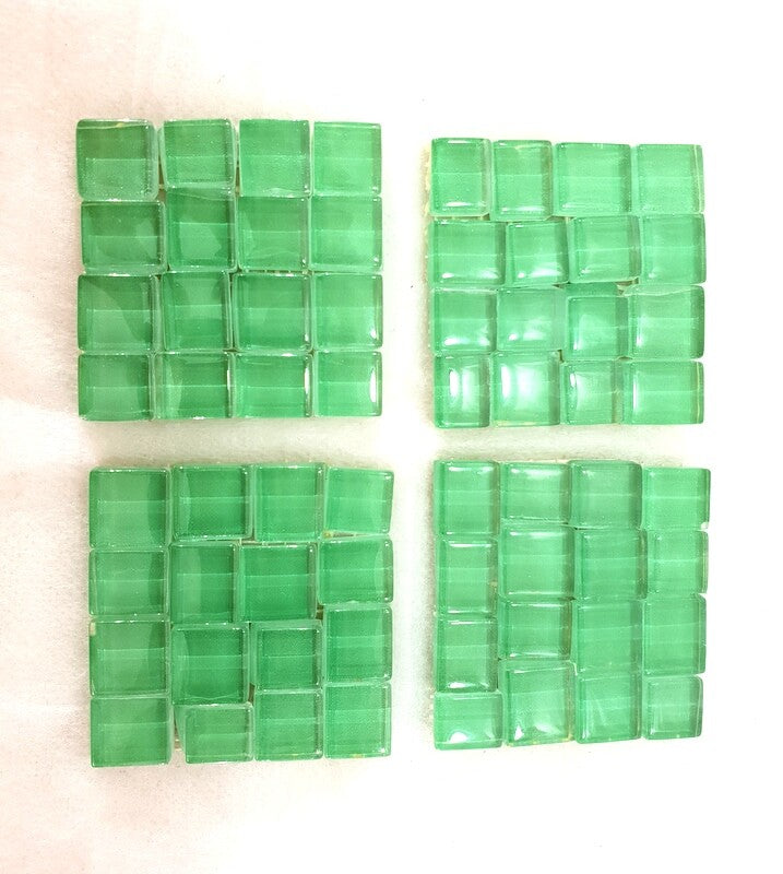 BORDÜRE Glasmosaik hellgrün Klarglas Borde 4 Quadrate 50 x 50 mm x 5 mm flach