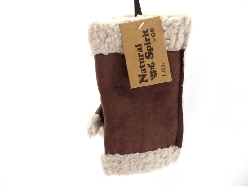Handschuhe Fingerlos dunkel Braun L / XL Kunstleder Kunstfell Natural Spirit