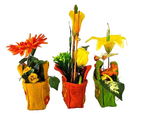 CASA - POADOR GESTECK Holzbox Gelb Grün Orange Kunstblumen Filztaschen