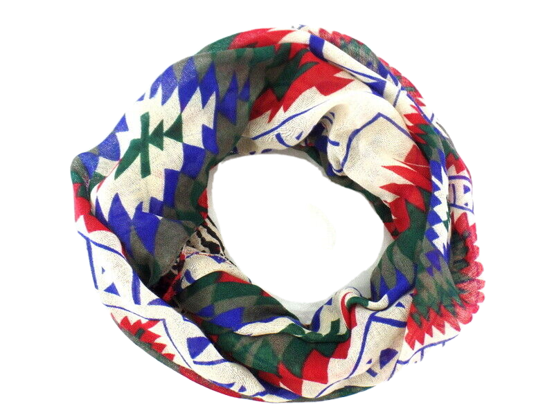 Schal Rundschal bunt Loop Wickelschal fortlaufendes Muster 100% Polyester