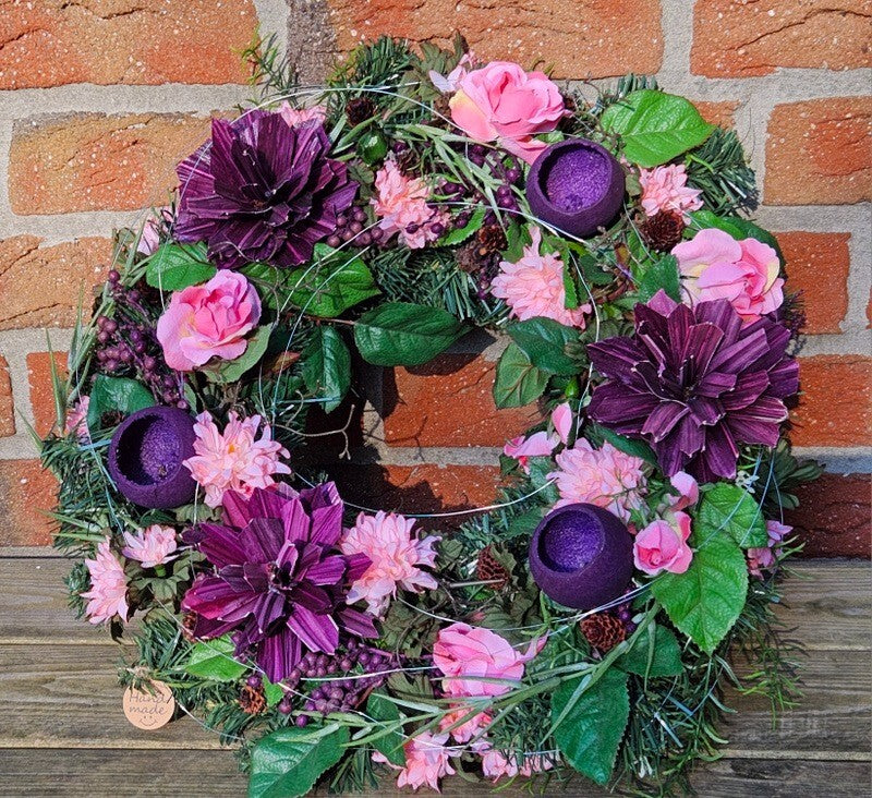 Grabkranz künstliche Tanne Rosen Bell Cup Allerheiligen Totensonntag Friedhof