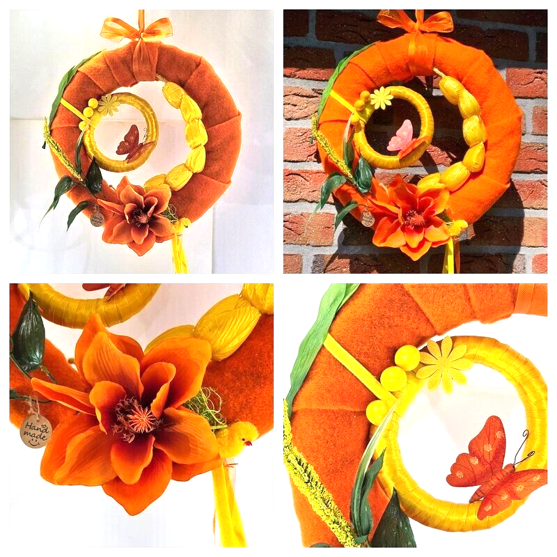 Casa-Poador Kranz Türkranz Wand Kranz künstlich 40 cm D gelb Orange Dekoration