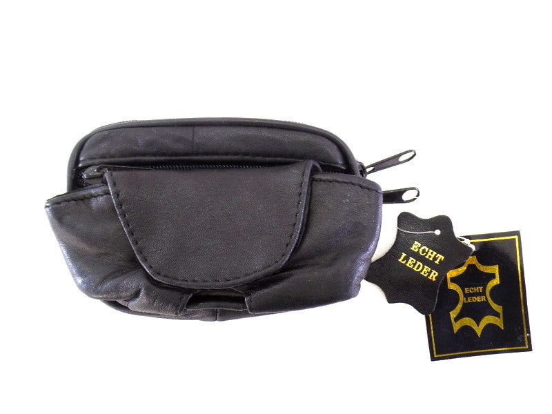 Gürteltasche Schwarz Leder Freizeit Hüfttasche Gürtelschlaufe