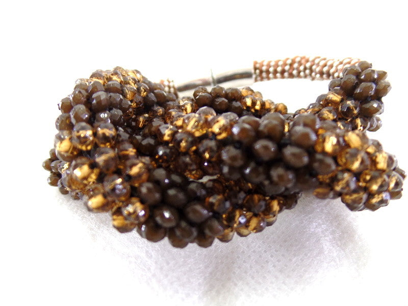 Fashion Jewelry Armband braun Modeschmuck Magnetverschluss Perlen Knoten