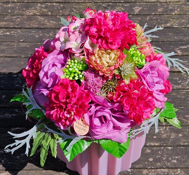 Strauß künstlich Rosa Pink Grün Kunstblumen 30 cm Lang 30 D rund