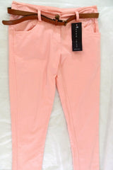 Hose Stoffhose Größe S Lachs Coralle Shini Mode mit Gürtel