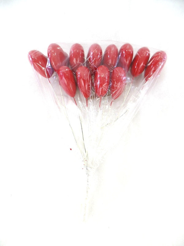 Herzen 12 Stück Kunststoffherzen am Stab 5 x 5 cm Rot lackiert Blumenstecker