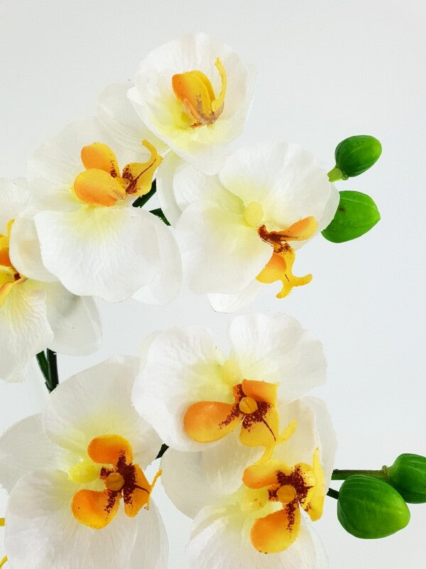 Orchidee Gesteck Kunstblume Pflanze Weiß Gelb Blume Deko 25 cm H Phalaenopsis