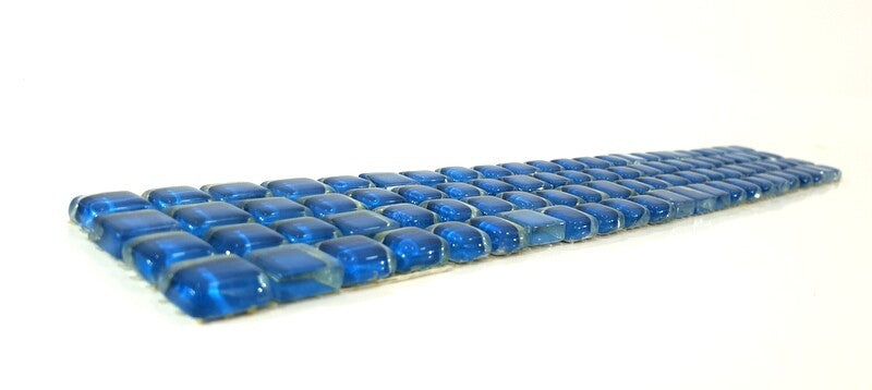 GLASMOSAIK Bordüre Blau glänzend Borde 1 Streifen 92 Steine unregelmäßig Mosaik