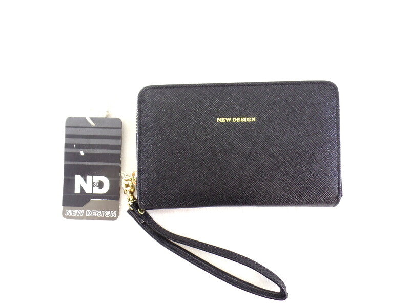 Geldbörse Portmonaie Wallet Schwarz Etui New Design Querformat Fee Anhänger