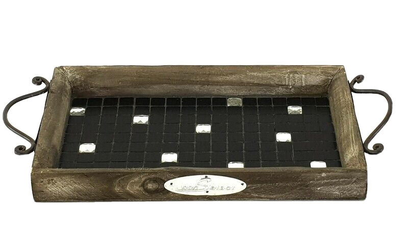 Serviertablett Holztablett 30 x 19 cm Tablett Serviertablett Deko Holz Tablett