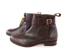 Reitstiefelette 45 Braun Rund Echtleder Cambrelle Schnalle Labor USA 11,5 UK 11