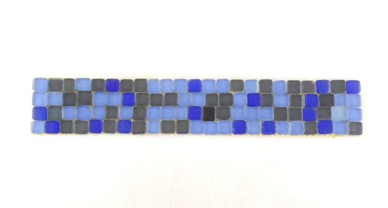 BORDÜRE Glasmosaik Blau Grau Mix hell dunkel matt Borde 1 Streifen unregelmäßig