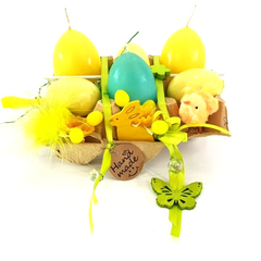 Oster Eier Kerzen 3 er Set Wabe Gelb Türkis Eierkerzen Ostern Deko Geschenk