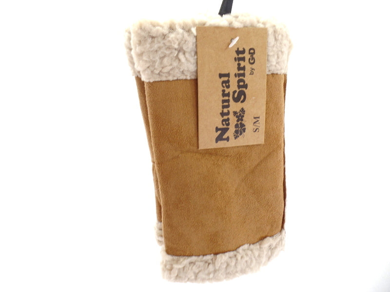 Handschuhe Fingerlos hell Braun S / M Kunstleder Kunstfell Natural Spirit