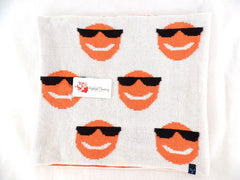 Schal Rundschal Weiß mit Orangen Smileys Schlauchschal Schlupfschal H.C.