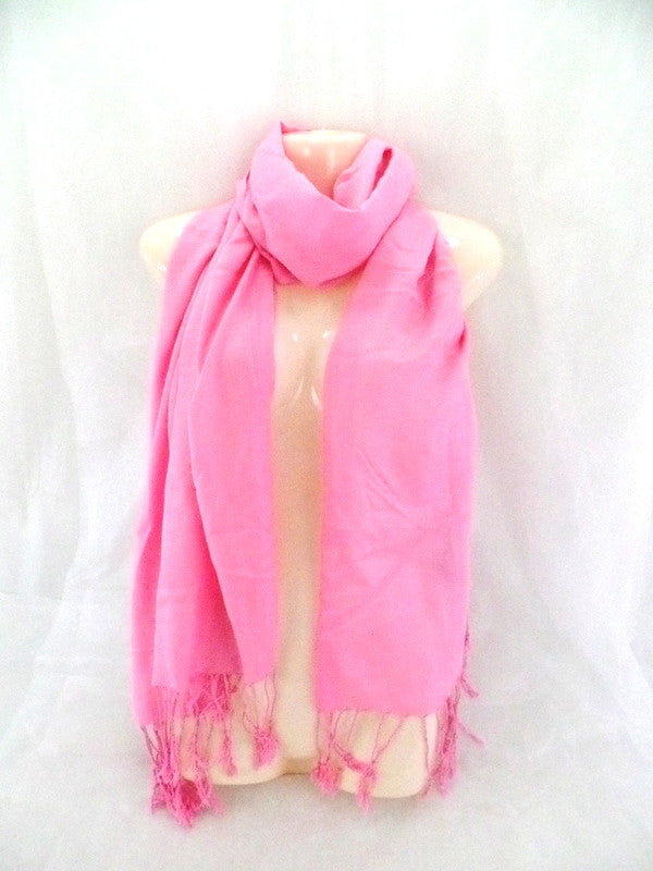 Schal Tuch Stola Fransen Rosa 100 % Viscose XXL Schal 190 Lang 65 Breit