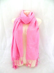 Schal Tuch Stola Fransen Rosa 100 % Viscose XXL Schal 190 Lang 65 Breit