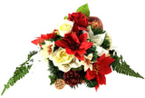 CASA - POADOR GRABGESTECK Schale Weiß Rot Weihnachtsstern Rosen Kunstblumen