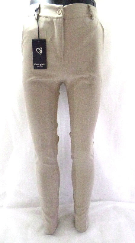 Hose Chic & Mit Beige Größe M Bundfaltenhose Buisnesshose Italy